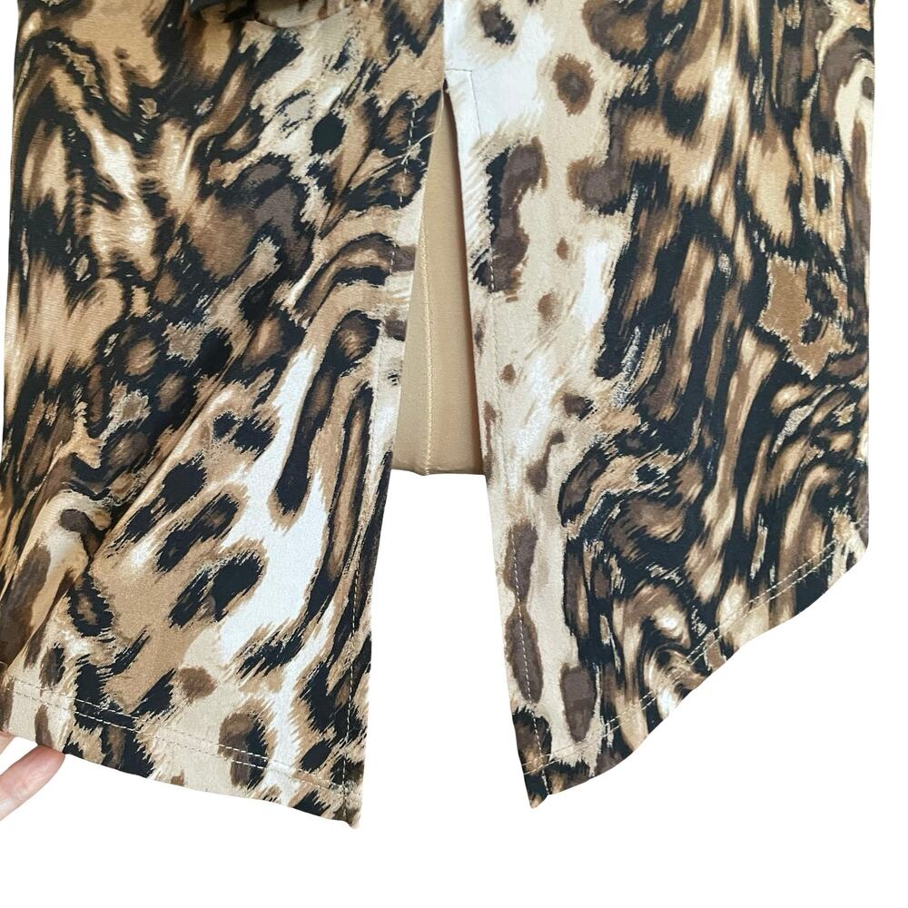 Susan Graver Animal Print Tunic Top Asymmetric Hem Sz LARGE Sophisticated Chic - Picture 5 of 10